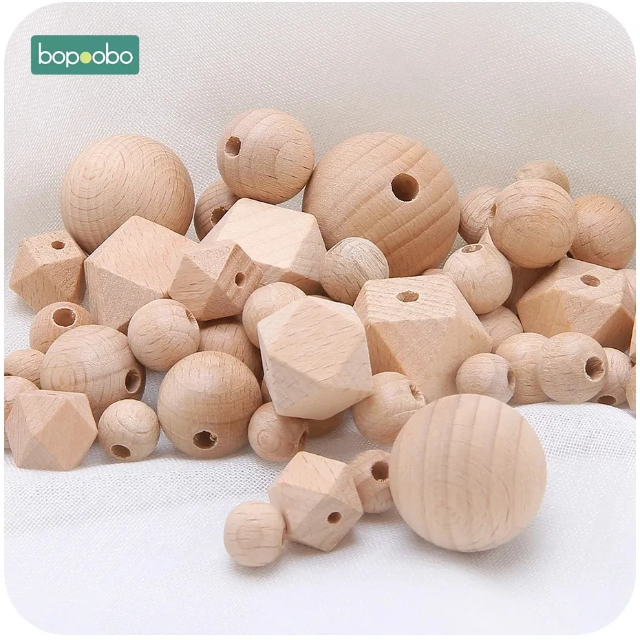 Bopoobo 100pc 825 mm bukowe drewniane drewniane drewniane koraliki do żucia maleńka pręt ząbku