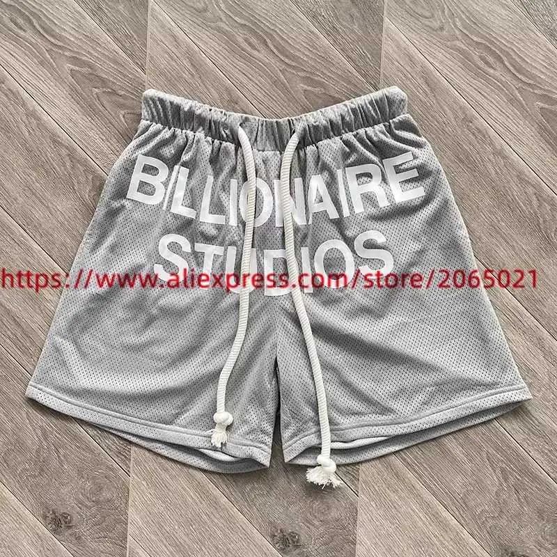 Pantalones cortos Y2k de marca de gama alta Pantalones cortos para hombres Pantalones cortos multimillonarios Hombres Mujeres Pantalones cortos con cordón de malla Billionaire Boy Club Hombres Pantalones cortos multimillonarios 8195