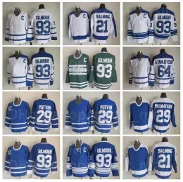 Men Vintage Classic Ice Hockey''''93 Doug Gilmour Jersey 64 Stanleycup 29 Felix Potvin 29 Mike Palmateer 21 Borje Salming 17 Wendel Clark