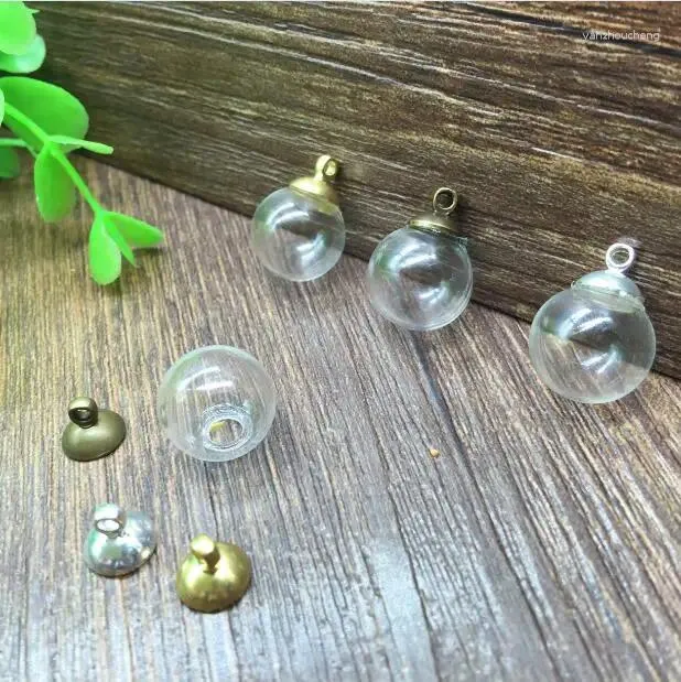 Pendanthalsband 5Sets/Lot 14 4mm Ball Glass Globe 8mm pärlor Cap smycken Fynd Fashion Charms Diy Bottle Viage Necklace