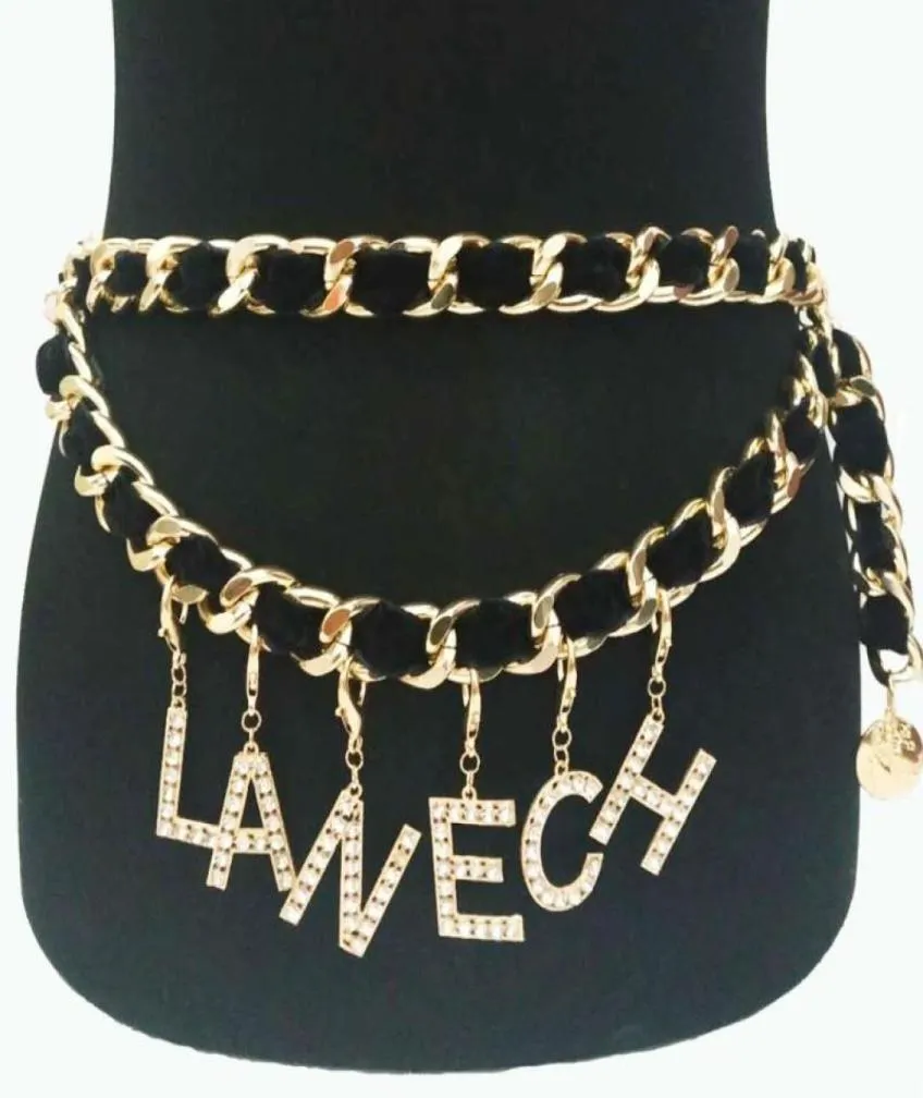 Andere Sexy Statement-Bauch-Taillen-Kette für Frauen, modische Gürtel, Körper-Accessoires, Retro-Kristall-Buchstabe, böhmische Ketten, Damen-Party, 3711003