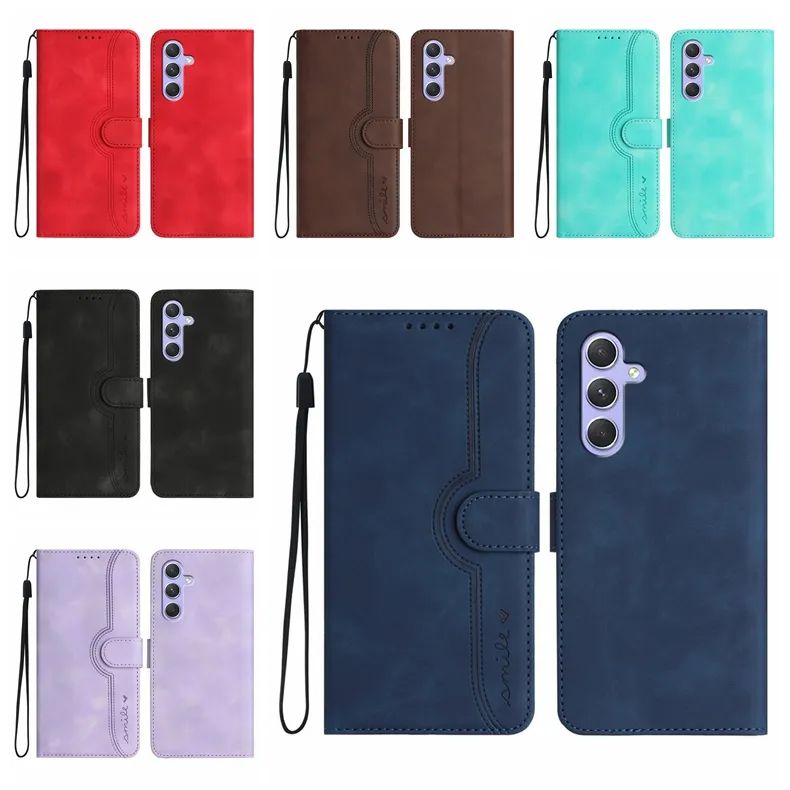 Smile Business Wallet Case för Samsung A35 A55 One Plus 12 Ace 2V 11 Google Pixel 8 Pro 8A Moto G14 G54 G84 Edge 40 Neo 5G Läder Skin Feel Card Slot Flip Cover Holder Pouch