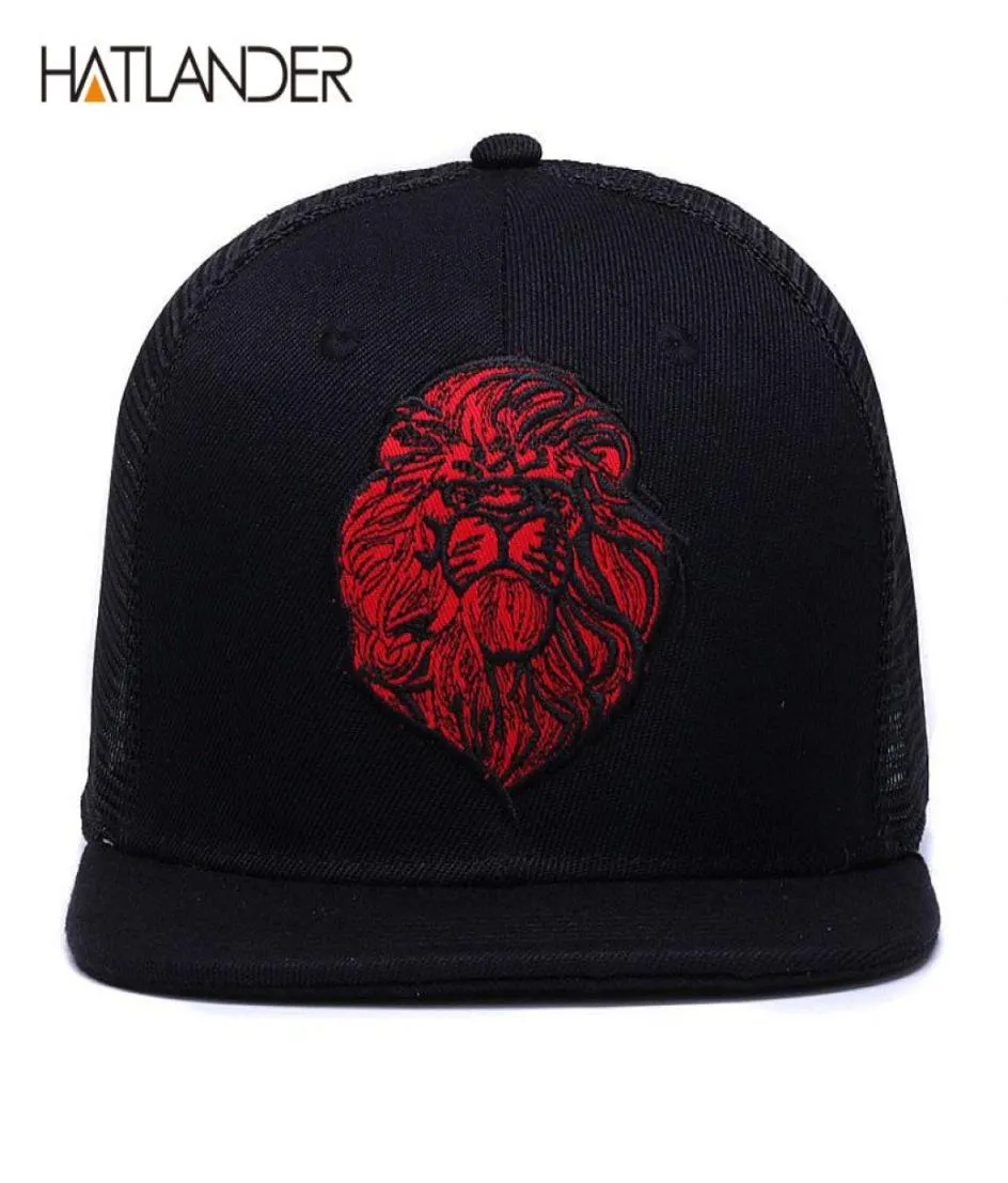 HATLANDEROberretti da baseball neri originali per ragazzi ragazze cappelli da sole estivi ricamo leone maglia snapback cappello da camionista hip hop osso 2016901758