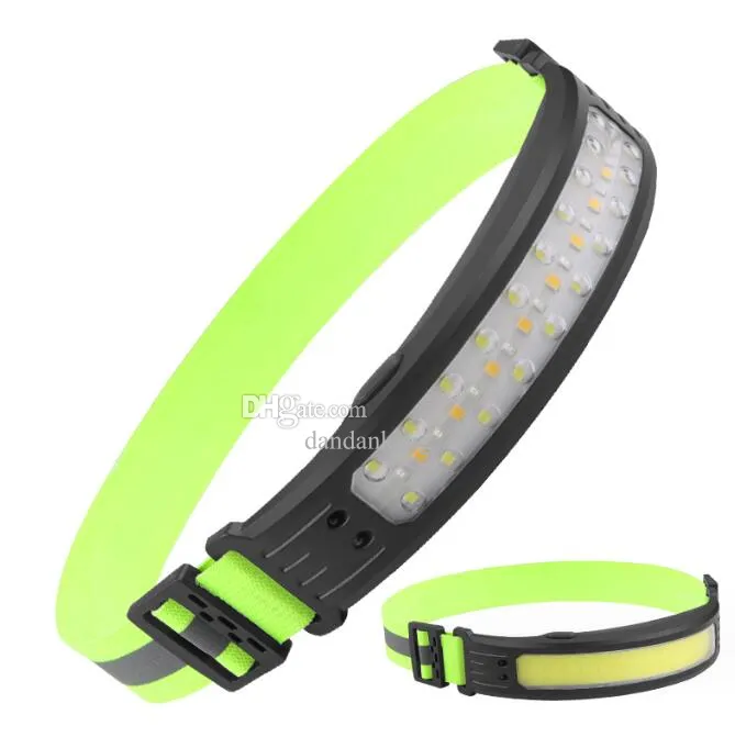 LED Cob Light Headlamp USB Rechageable 6照明モードヘッドライトポータブル釣りキャンプ屋外防水ヘッドランプ懐中電灯