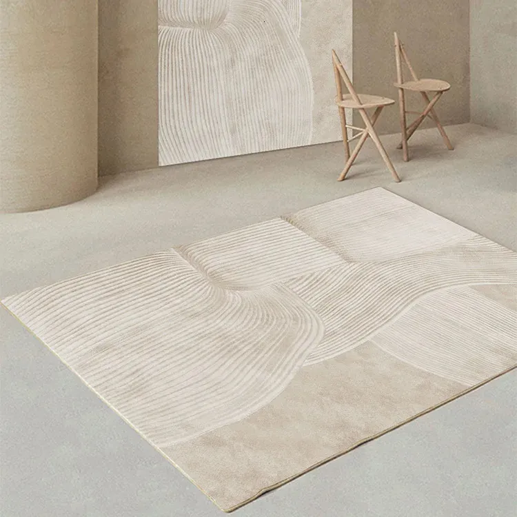 Tapis en peluche de décoration de salon minimaliste japonais, tapis doux pour chambre à coucher, tapis moelleux antidérapant, tapis de grande surface 240111