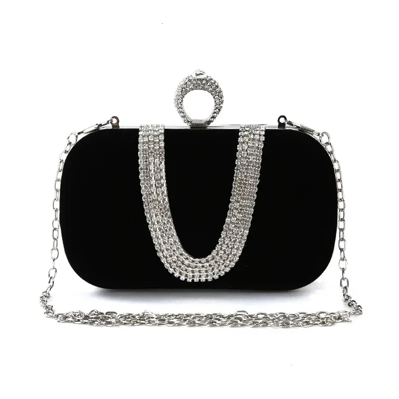 Luxe femmes sacs de soirée diamant pochette fête diamants dame noir rouge chaîne épaule sacs à main pour sac à main 240111
