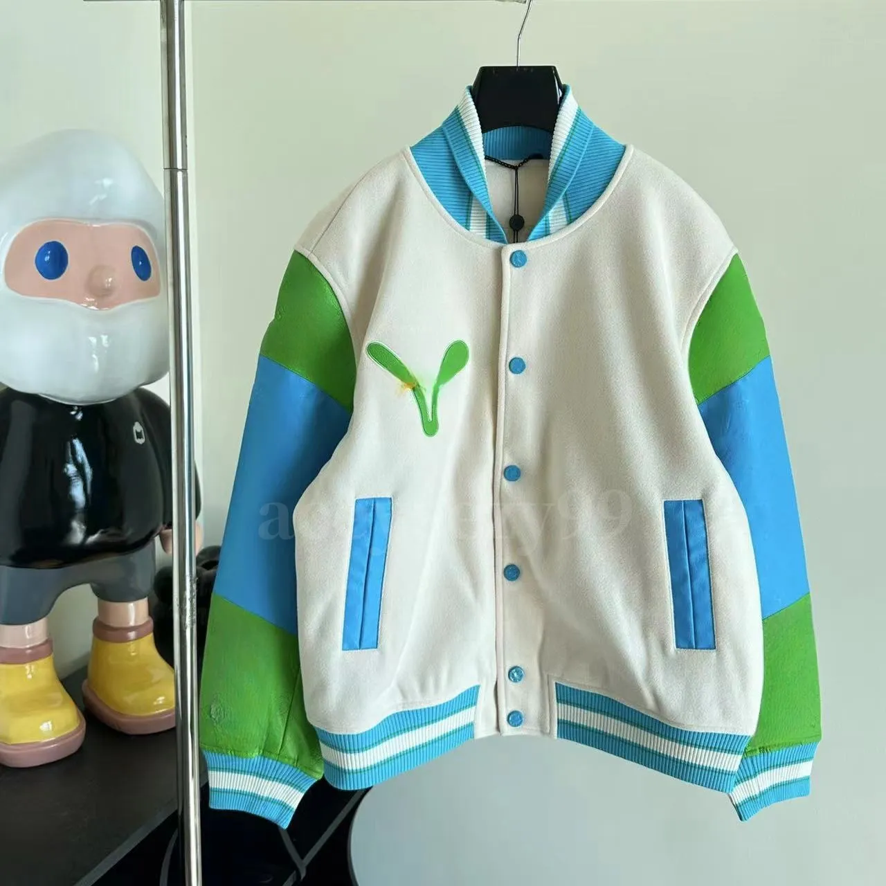 Män basebolljacka lyx varsity jacka läder broderad reflekterande kappa avslappnad plusstorlek windbreaker gul svart vit höst vinter ytterkläder z2