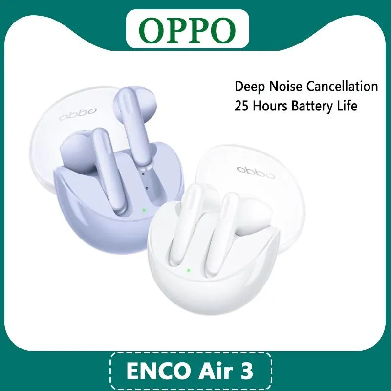 Fones de ouvido Oppo EncO Air 3 sem fio Bluetooth fone de ouvido AI Cancelamento do fone de ouvido 13,4 mm Driver composto grande