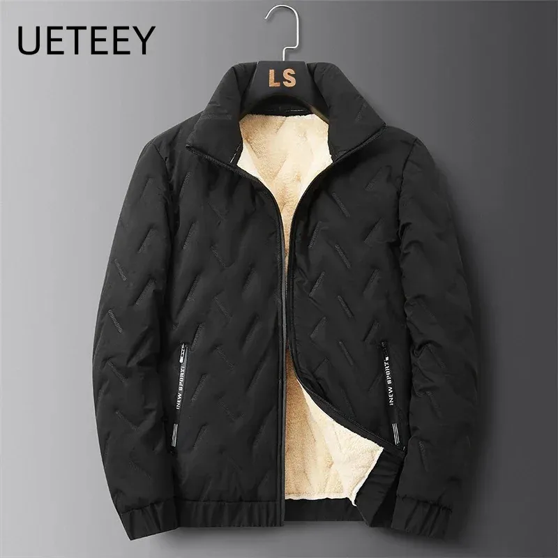 UETEEY 2024 Winter Parka Mannen Lamswollen Jassen Dikker Warme Waterdichte Outdoor Casual Lichtgewicht Mannelijke Jas Heren Jas Uitloper 240112