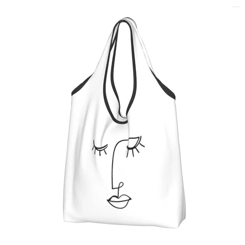 Boodschappentassen Recycling One Line Face Art Bag Dames Tote Draagbaar Pablo Picasso Boodschappen Shopper