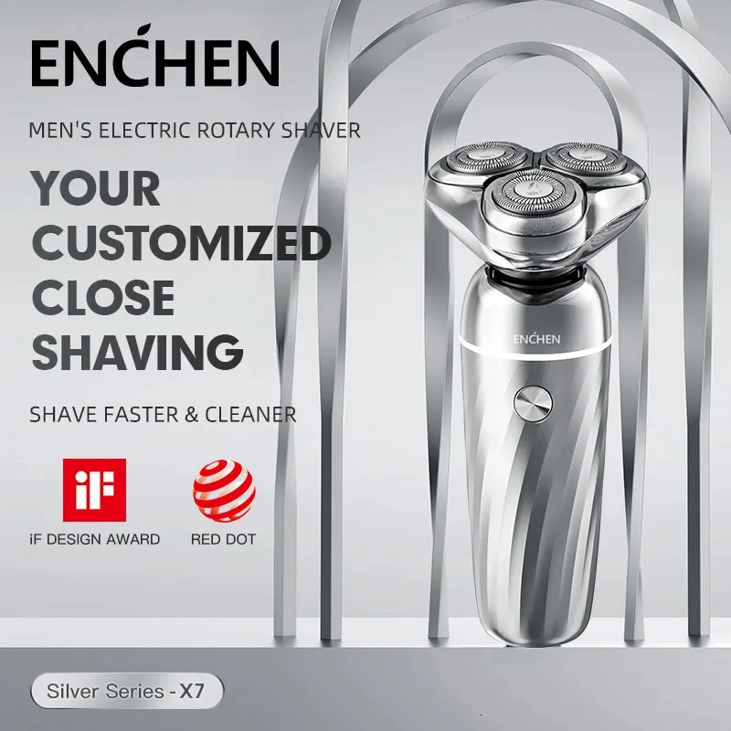 ENCHEN X7 3D rasoir électrique rotatif pour hommes tondeuse à barbe aspiration magnétique Rechargeable rasoir sec humide étanche IPX7 240111