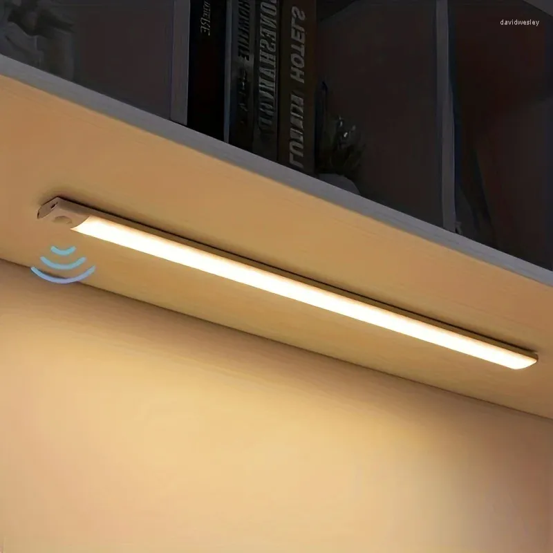 Luci notturne Lampade Sensore umano intelligente Luce a LED ultrasottile Banda di aspirazione magnetica wireless Ricaricabile Striscia per guardaroba per portico