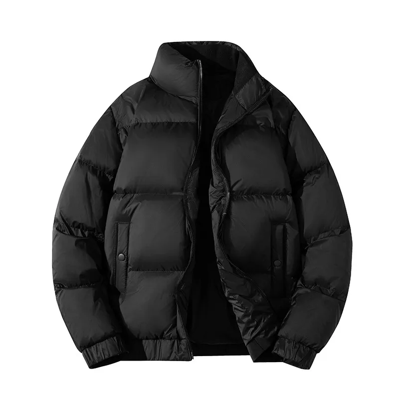 Quality inspection white duck down jacket for men's winter warm standing collar couple jacket