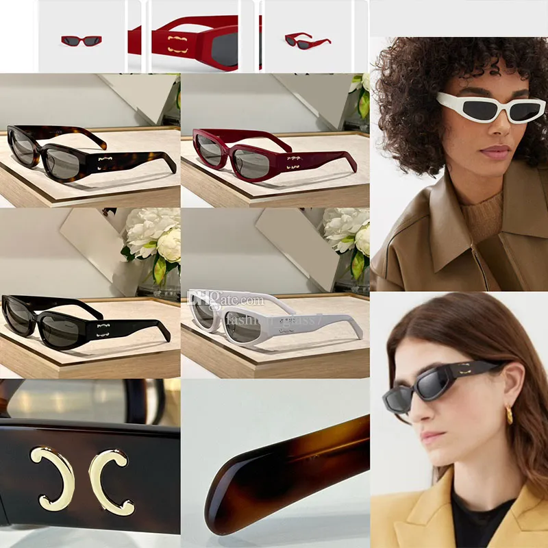 Kvinnors lyxiga solglasögon mode Small Frame Cat Eye Glasses Designer Pilot Solglasögon Högkvalitativ topp på linjen Original Packaging Box CL40269U