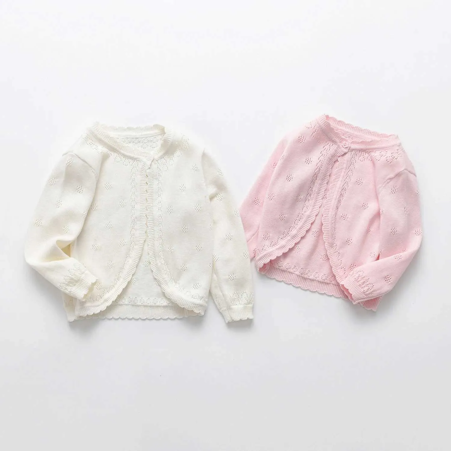 Пуловер на весну и осень, свитер для новорожденных девочек, трикотаж, кардиган в форме пряжки, тонкая вязаная курткаL2401