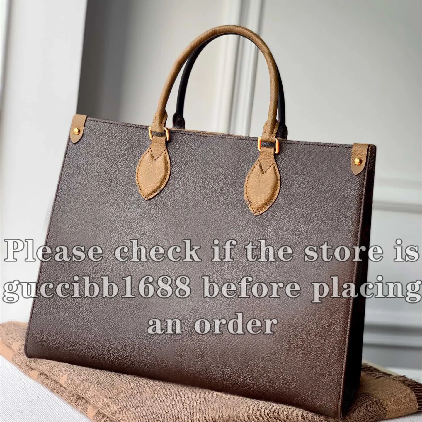 12A Definite Mirror Quality Designer MM GM Onthego Tote Bag Genuine Leather Embossed Shopping Bag Womens Luxurys Handbags Brown Shoulder Bag Purse With Top Handle