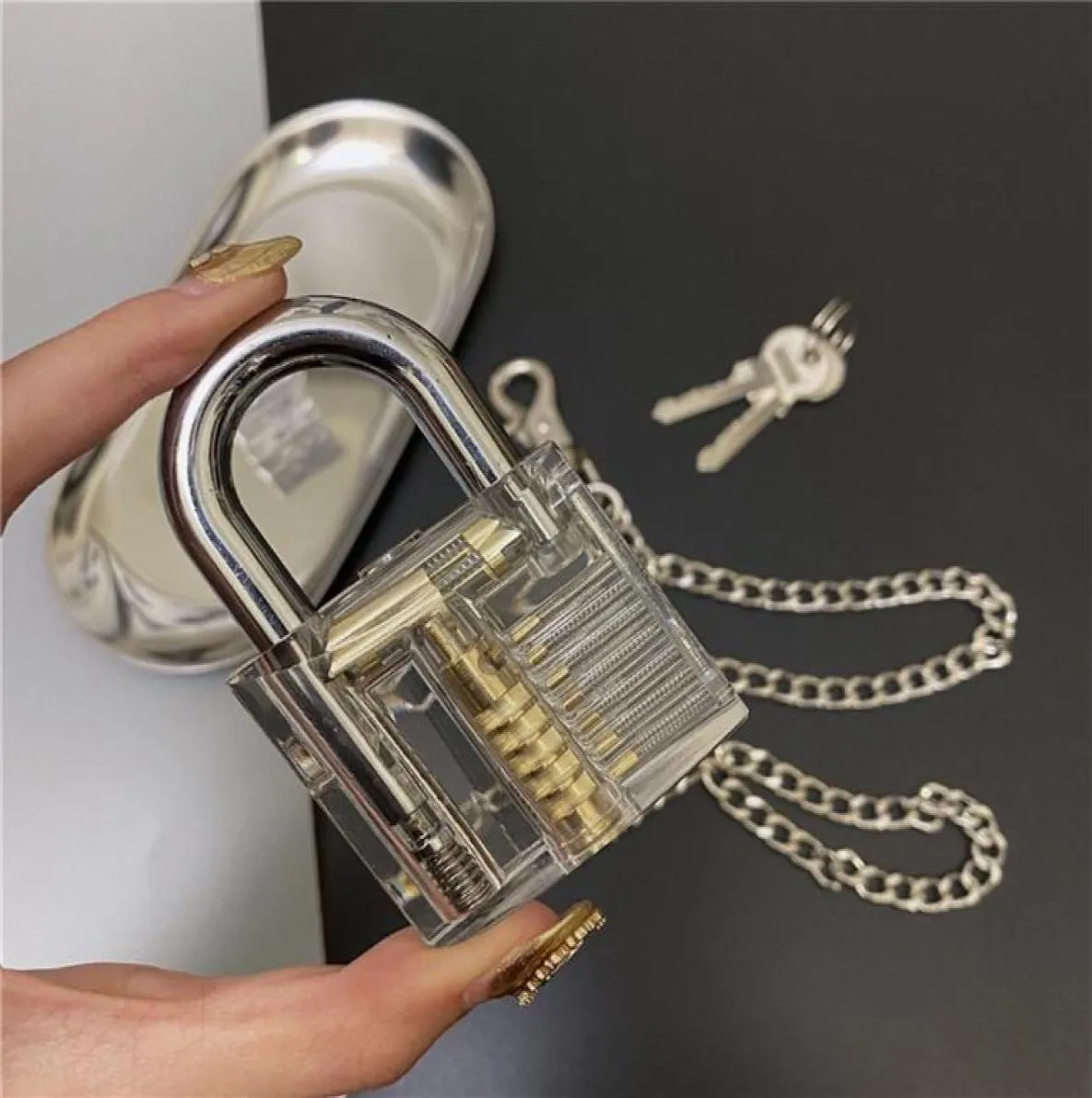 Unisex moda mężczyźni Wome Lock Naszyjnik dla mężczyzn Kobiety ze stali nierdzewnej złoty klawisz i naszyjnik z łańcuchem kubańskim 26951266602