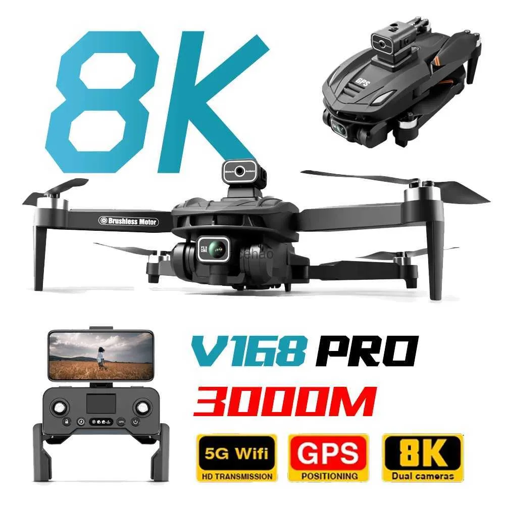 Drones New V168 Pro Max Brushless Drone GPS return 8K HD Dual Camera Aerial Photography Intelligent 360 Obstacle Avoidance RC Aircraft