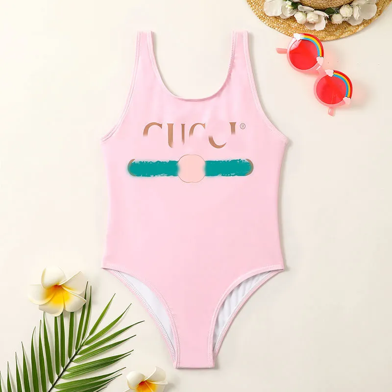 Meisjesontwerper Swimwear Childrens Swimsuit Classic Brand Baby Kids Letter Gedrukte bikini badpakken schattig één stuk badkleding