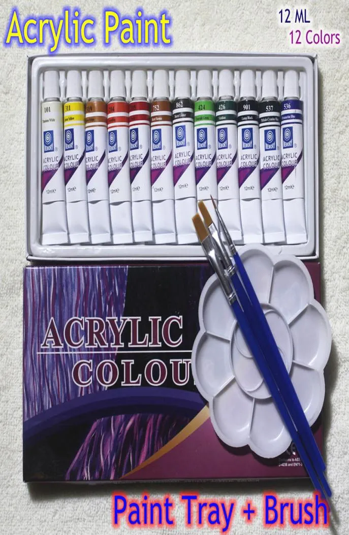 Acrylverf Tube Set Nail Art Schilderij Tekening Tool Voor De Kunstenaars 12 ml 12 Kleuren Voor Penseel En Verf lade8710556