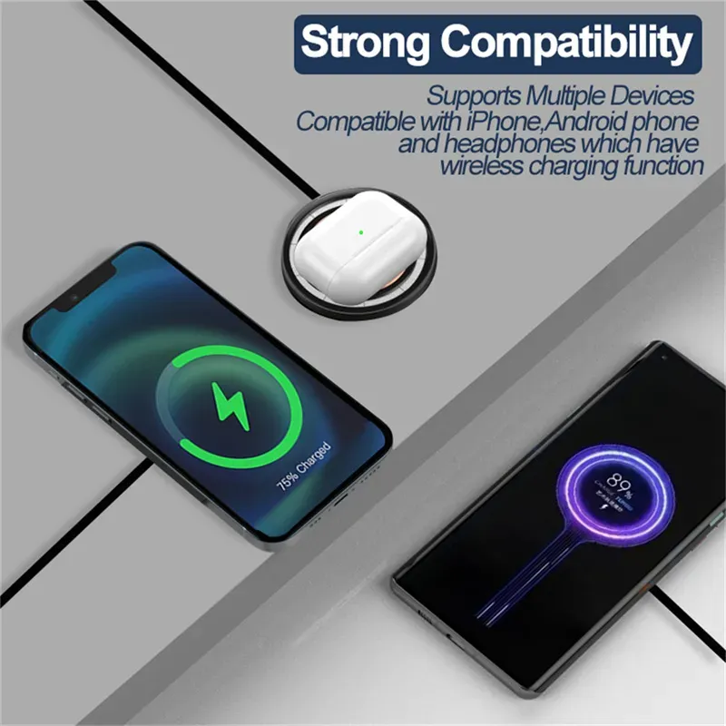 15W Transparent Magnetic Wireless  Pad for iPhone 14 13 12 11 Pro  iWatch Qi Chargers Fast Charging Dock Station With Retail Box