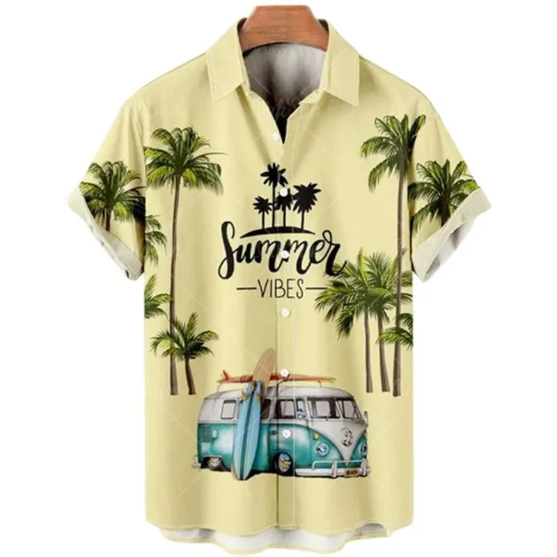 Letnie swobodne koszule Vintage Top 3D Printed Car Loose Hawaiian Męska koszula plaża Aloha High Fashion Ubranie Ropahombre 5xl Hip-Hop CasualMotion Style 629