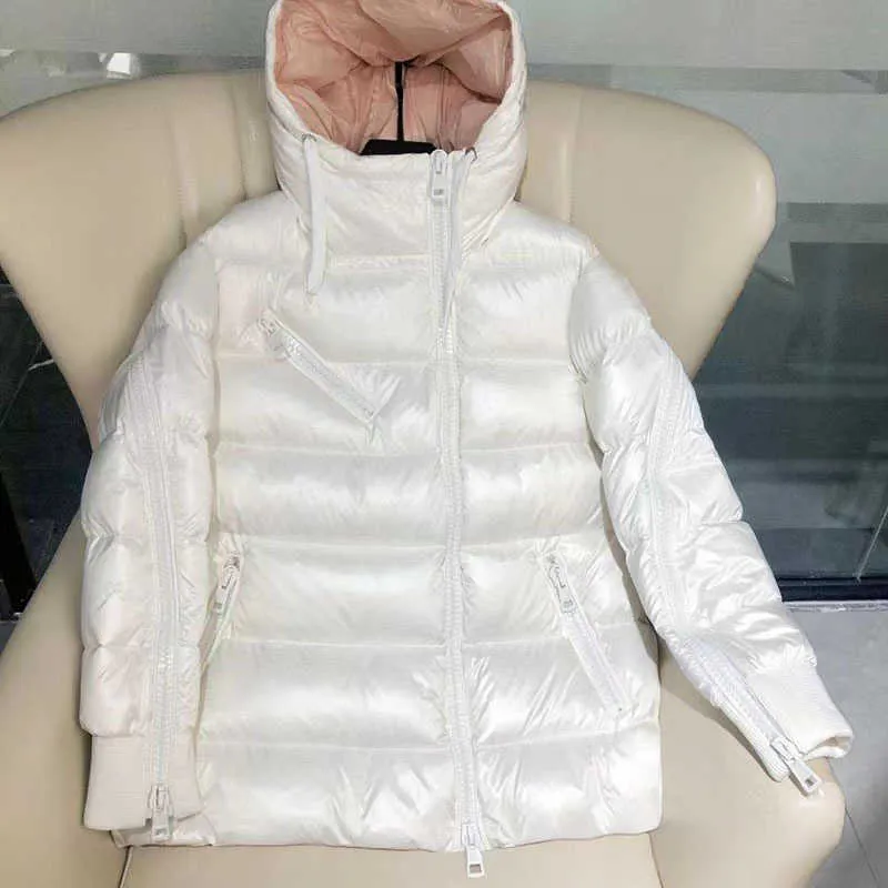 Parkas en duvet pour femmes, classique français Monoclern, doudoune de longueur moyenne avec fermeture éclair diagonale pour femmes, Monkler épais à capuche