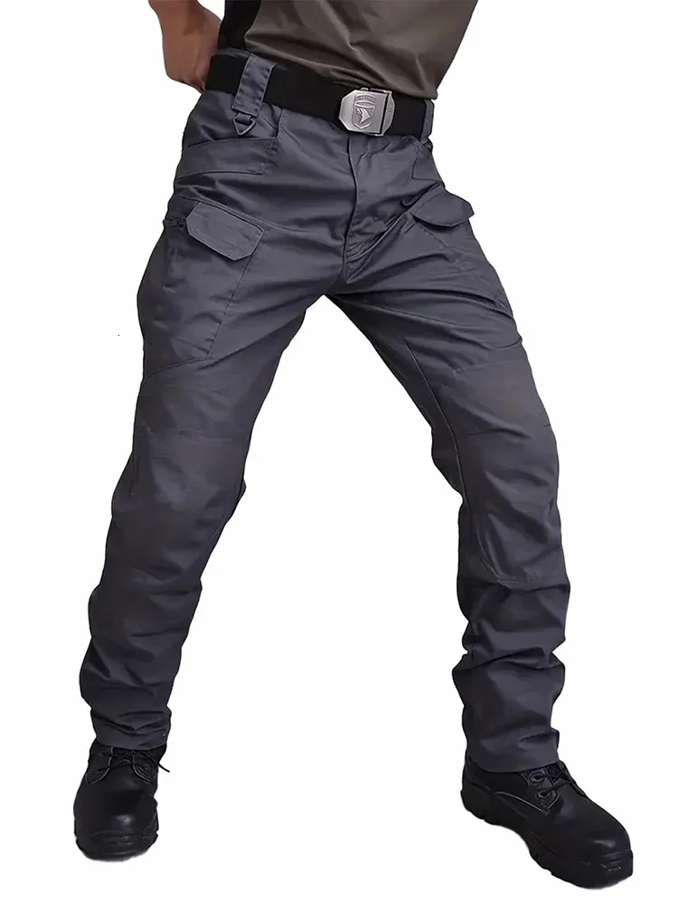 Pantalones tácticos impermeables sólidos para hombre, pantalones cargo de combate duraderos con múltiples bolsillos, senderismo al aire libre clásico, camuflaje militar 240111