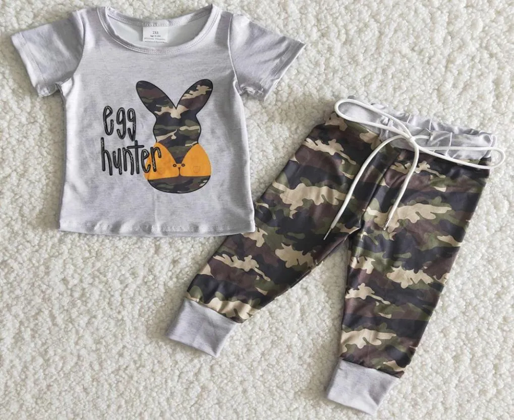 Mode enfants vêtements de créateurs garçons à manches courtes Camo lapin lapin de Pâques enfant en bas âge bébé garçons vêtements enfants entiers vêtements Mil1269301