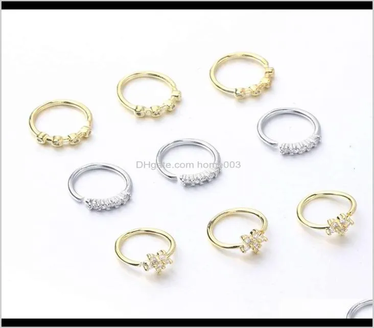 Ringe Studs Menschlicher Körperschmuck Knochen Piercing Nagel Set Farbkonservierung Galvanisierter Pflaumenblüten-Zirkon-Nasenring K2X0S Xyhwj8069408