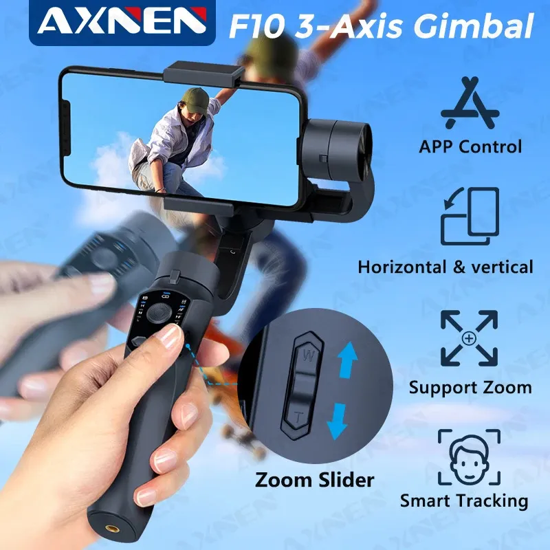 F10 3 axes portable cardan Smartphone stabilisateur téléphone portable Selfie bâton pour téléphone Android Vlog Anti-secousse enregistrement vidéo 240111