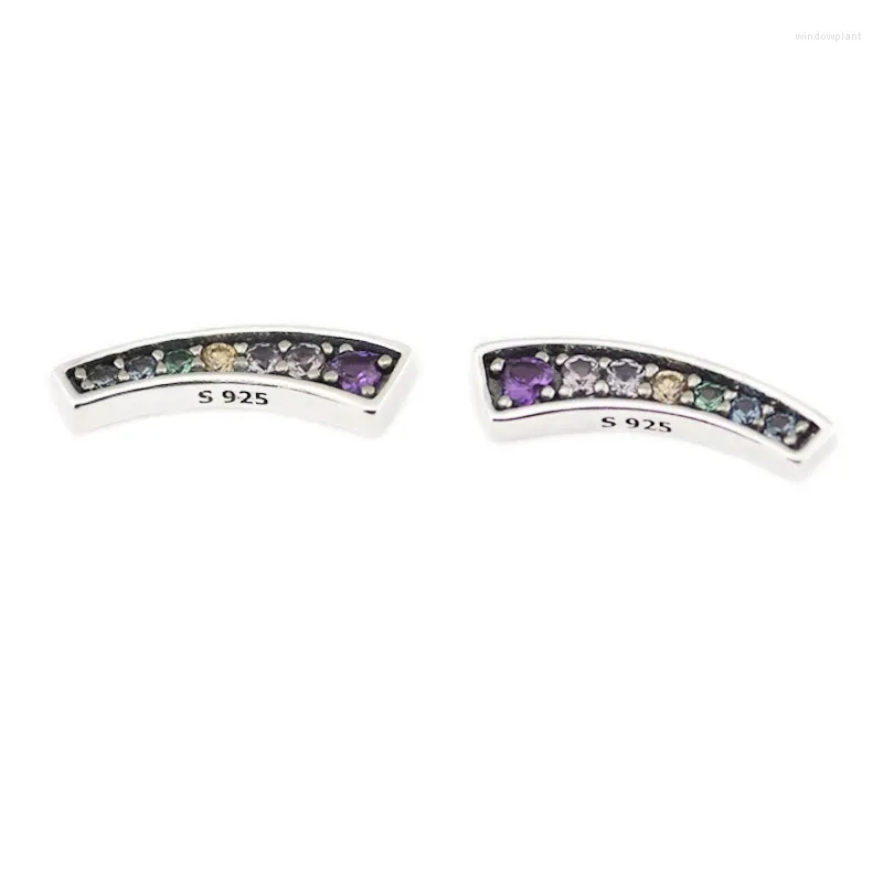 Studörhängen Real 925 Sterling Silver Earing Multi-Color Arches for Women Wedding Gift Original Fashion Jewelry Wholesale