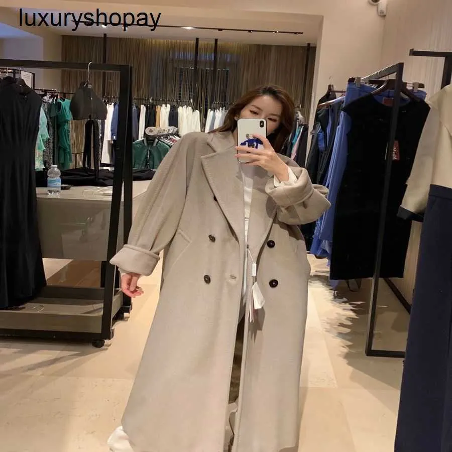 MaxMaras Womens Cashmere Coats Wrap Coat Camel Hair Wool 23FW New Madame Series 101801 Classic Doubleided Cashmere Breasted Woolen Coat for Women