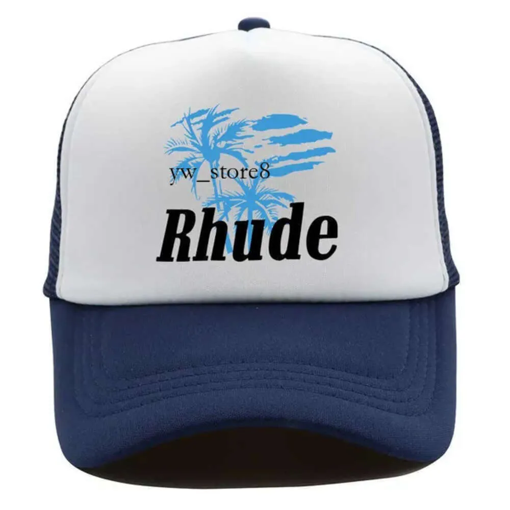 Мячовые кепки Rhude Модный бренд Rhude Hat Американская шляпа-грузовик с принтом Весенне-летняя пара Универсальная шляпа с солнцезащитным козырьком Бейсбольная кепка для спорта в свободное время Дизайнер Rhude 1910