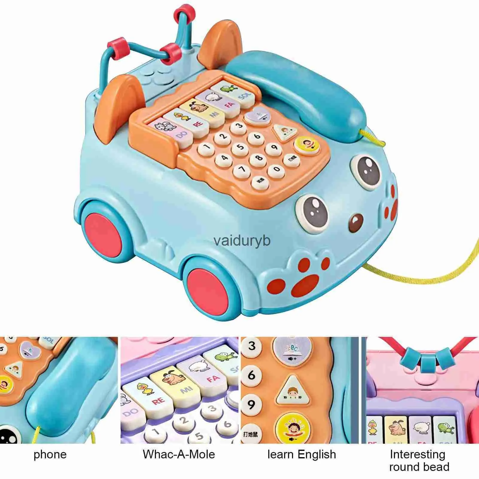 Wout-Up Toys Montessori wielofunkcyjny uczenie się grzywa kreskówka telefon dźwięk lekki hak zabawka gier chomika powyżej 3 lat dzieci