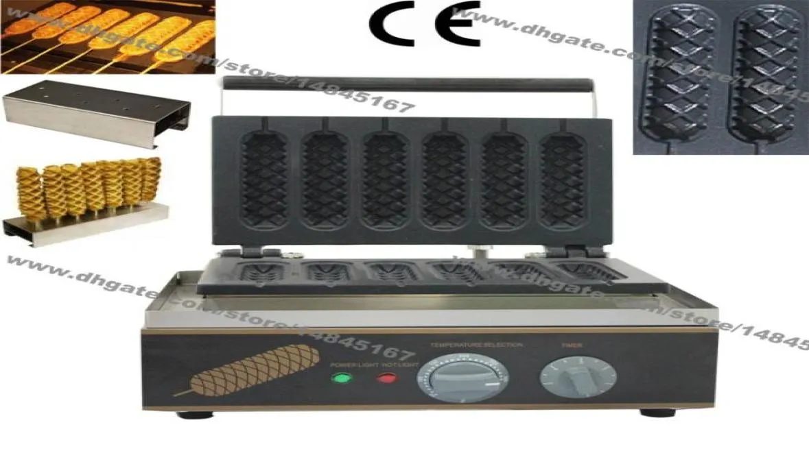 6 pezzi per uso commerciale antiaderente 110v 220v elettrico francese per waffle maker machine baker con supporto in acciaio inossidabile9594500