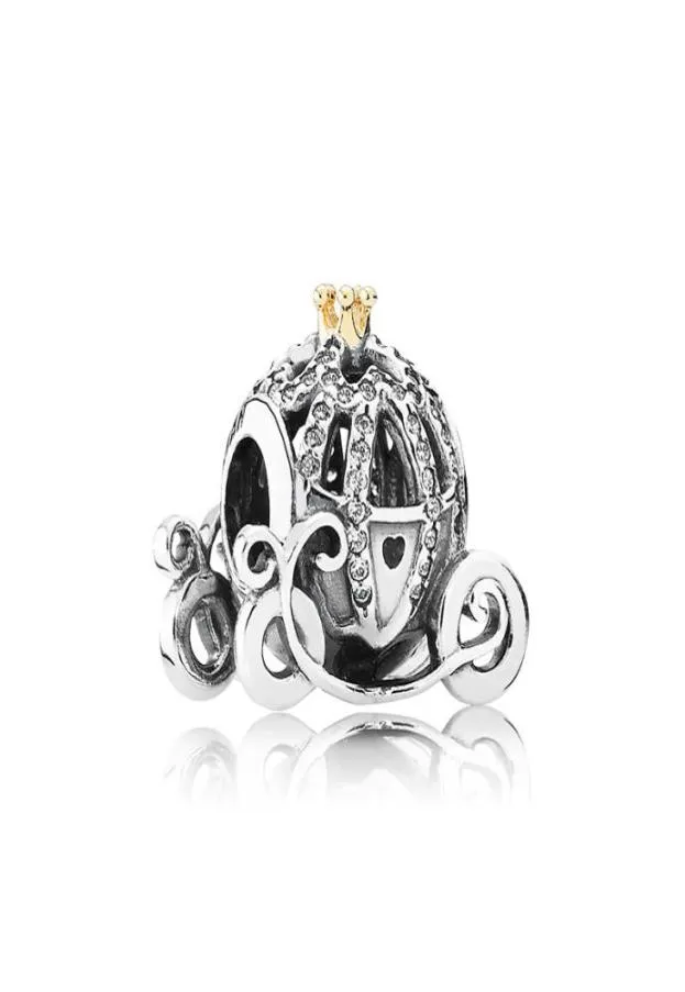 Delicate and stylish pumpkin car charm authentic 925 sterling silver with CZ diamonds suitable for DIY bracelet beaded ladies gift8092383