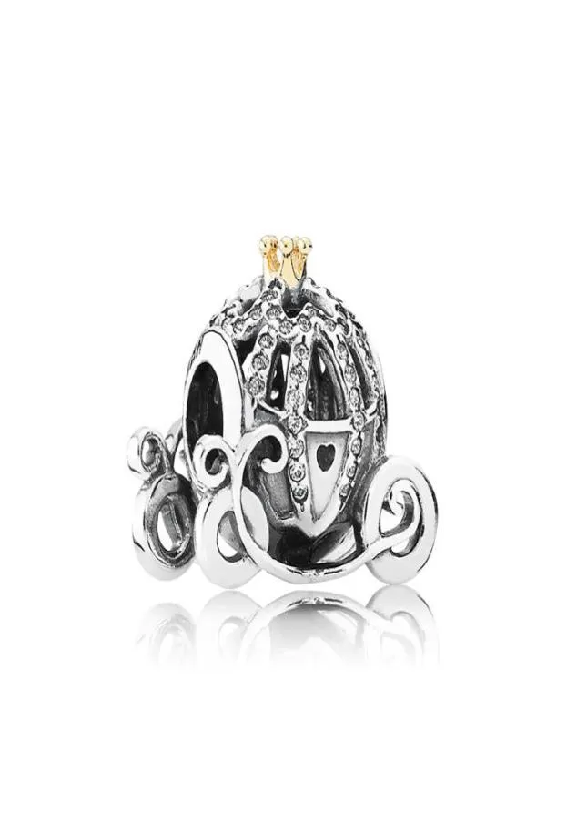 Delicado e elegante pingente de carro de abóbora autêntico prata esterlina 925 com diamantes CZ adequado para pulseira DIY presente feminino com contas 8092383