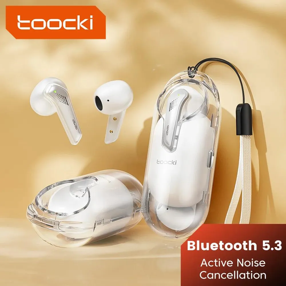 Ohrhörer toocki drahtlose Ohrhörer Bluetooth 5.3 TWS ANC ROOGE Cancellation Headphone Touch Control transparent halbineare Headset