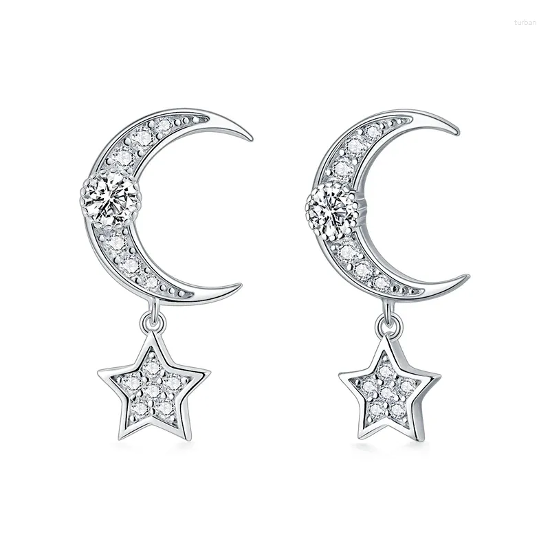 Boucles d'oreilles Vonmoos 925 en argent Sterling étoiles goutte pour les femmes de luxe mode mignon lune Piercing bijoux accessoires