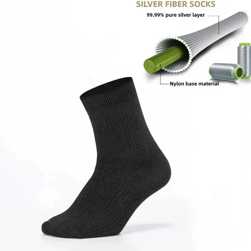 15% de chaussettes infusées en argent pur antiodor antio-humidité antibactérien épaisse pour hommes chaussettes 2 paires 240112