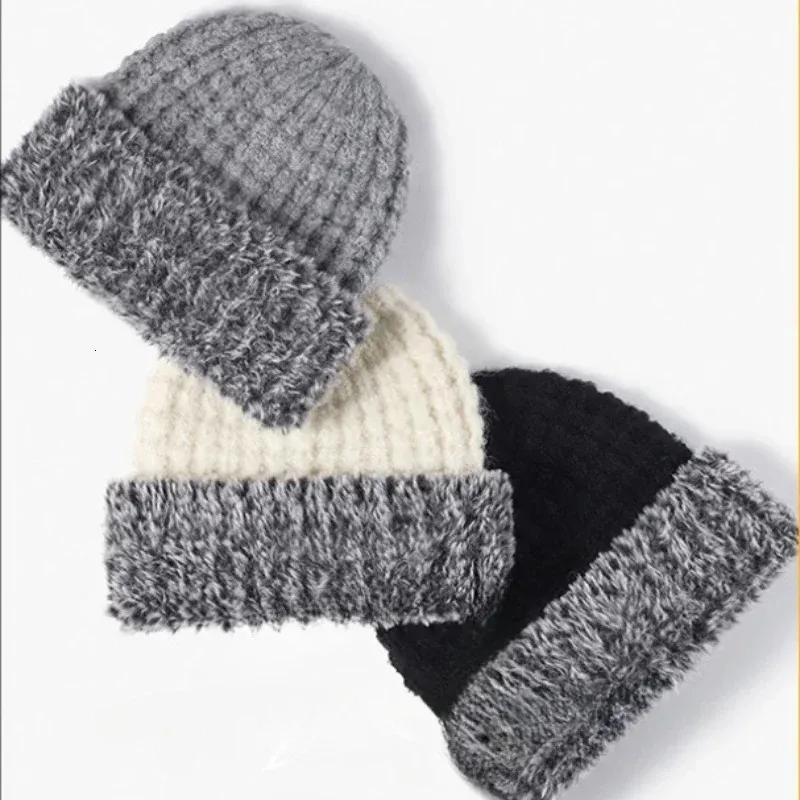 Golexury Gorros de inverno para mulheres moda quente marca de luxo chapéu de malha retalhos de pele falsa Skullies para homens gorro y2k balaclava 240111