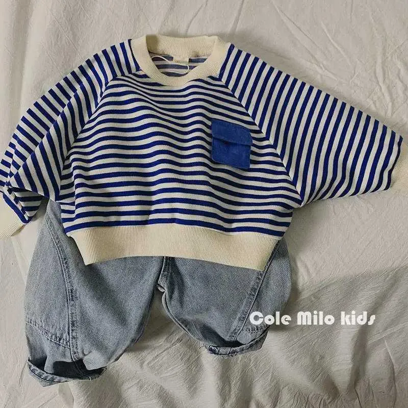 Pullover Baby Boys Stripe Long Rleeves Bluza Spring Autumn Kids Boys 'Luźne rękawy nietoperze