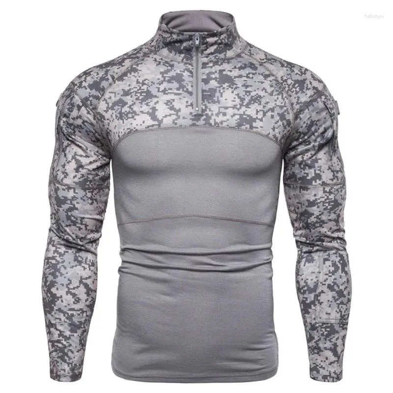 Herr t-skjortor kamouflage långärmad t-shirt sport utomhus militär mode casual skjorta