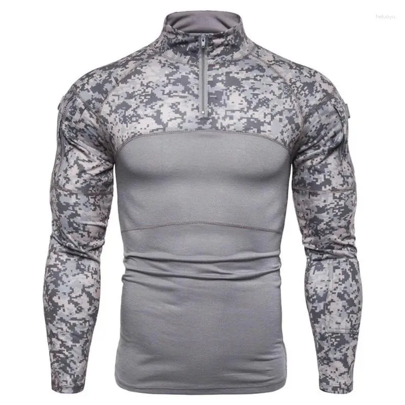 Magliette da uomo T-shirt mimetica a maniche lunghe Camicia casual sportiva alla moda militare all'aperto