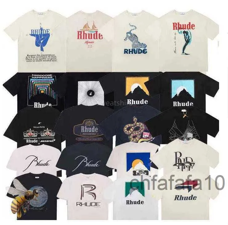 Designer skjortor Summer Mens T-shirts Womens Rhude Designers For Men Tops Letter Polos broderi Tshirts Clothing Short Sleeved Tshirt Stora tees 3qvn