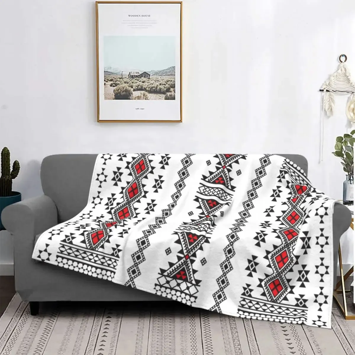 3D Print Kabyle Carpet Blankets Breathable Soft Flannel Winter Bohemia Amazigh Berber Throw Blanket for Couch Home Bed Gifts 240111