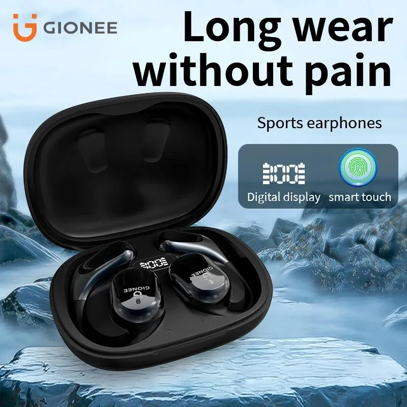 Fones de ouvido GIONEE Sports Bluetooth Headset Earhook Fones de ouvido sem fio com microfone Redução de ruído OWS HIFI Sound Earbuds à prova d'água