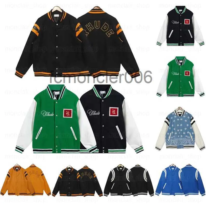 Rhude Mens Varsity Jacket Y2K American Vintage Baseball Letterman Womens Embroidered Print High Street CoatさまざまなスタイルCG9m