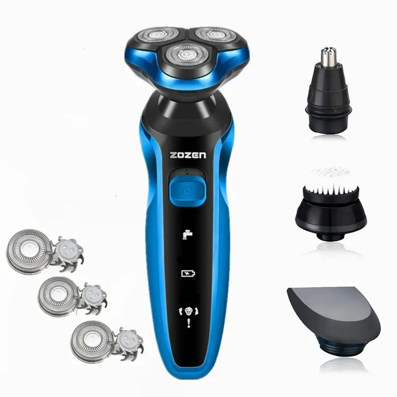 Электробритва, перезаряжаемая электрическая бритва, станок для бритья, бритва для очистки бороды для мужчин, влажная и сухая, водонепроницаемая, моющаяся ZN1159 240111